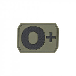Ecuson 3D PVC Grupa Sanguina 0 Pozitiv 4x3cm Olive Drab Mil-Tec