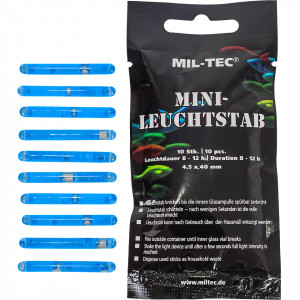Set of 10 Small Glow Sticks MINI-LEUCHTSTAB 4cm Blue Mil-Tec
