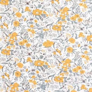 Tesatura din Bumbac Poplin | SOFT YELLOW and WHITE FLORALS LILIES