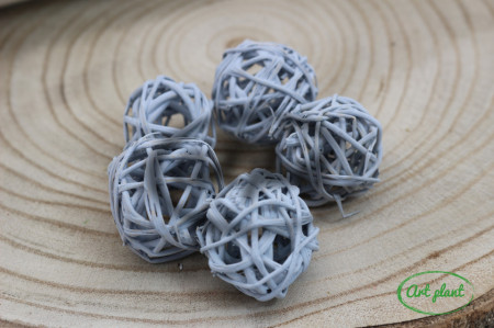 Bile ratan gri deschis 3 cm, 5 buc