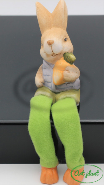 Iepuras ceramic, picioare flexibile ,pantalon verde 8 cm