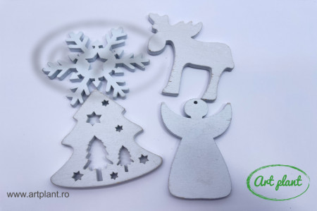 Set de figurine de lemn albe 9 cm