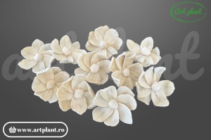 Cap Pluto sola 6 cm model compact cu petale dense, floare decorativă elegantă din lemn de sola