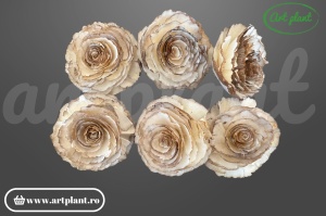 Cap trandafir sola rustic vintage 10 cm alb crem, floare decorativă pentru aranjamente bohemian
