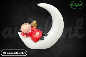 Figurină de răsină înger pe lună