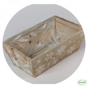 Ghiveci din lemn cu model fulgi de nea 26x16x9 cm