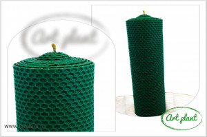 Lumânare din ceară naturală H40/D5.5 Verde Inchis