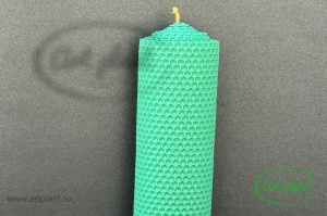Lumânare din ceară naturală H40/D5.5 Verde - Img 1