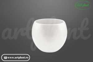 Mini vază sferă ceramică albă 6.5 cm