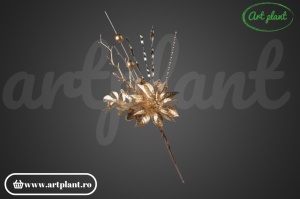 Ramură decorativă Crăciuniță, 30 cm – aurie - Img 2