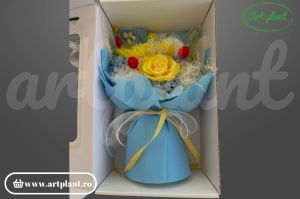 Buchet cu floarea-soarelui criogenată, cadou floral deosebit