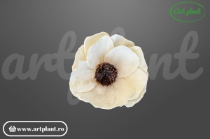 Cap mac sola 8 cm cu petale fine și delicate, floare decorativă eterică din lemn de sola
