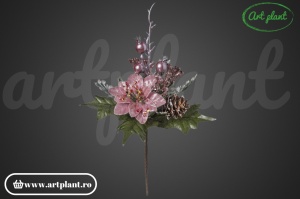 Ramură decorativă, 24 cm - roz