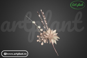Ramură decorativă Crăciuniță, 30 cm – champagne