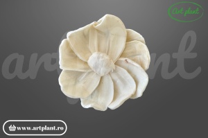 Cap Pluto sola 8 cm model compact cu petale dense, floare decorativă elegantă din lemn de sola