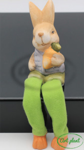 Iepuras ceramic, picioare flexibile ,pantalon verde 8 cm