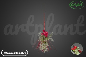 Ramură decorativă de Crăciun cu măr, 32 cm - Img 3