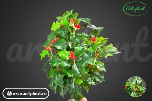 Ramură natural-touch de Ilex cu frunze verzi, 35 cm - Img 4