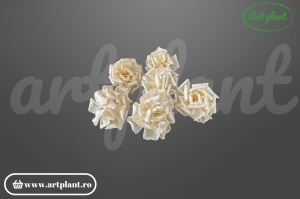 Cap gardenie decorativă din lemn de sola alb natural 8 cm, petale largi ondulate, floare handmade de impact – ArtPlant.ro