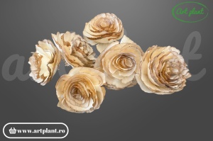 Cap trandafir sola rustic vintage 8 cm alb crem, floare decorativă pentru aranjamente bohemian