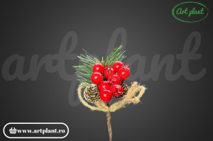 Ramură decorativă, 22 cm - roșie