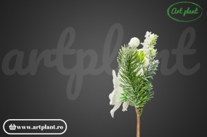 Ramură decorativă Crăciuniță, 19 cm – Snowed White - Img 5