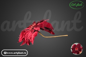 Ramură decorativă Crăciuniță, 23 cm – burgundy - Img 3