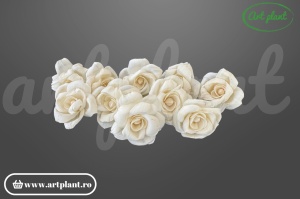 Cap bujor deschis sola 6 cm cu petale larg desfăcute, floare decorativă voluminoasă din lemn de sola