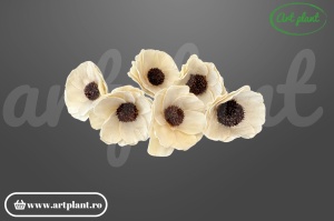 Cap mac sola 8 cm cu petale fine și delicate, floare decorativă eterică din lemn de sola