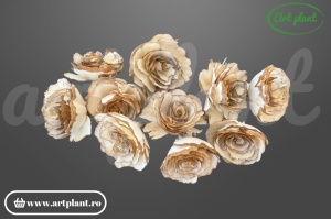 Cap trandafir sola rustic vintage 6 cm alb crem, floare decorativă pentru aranjamente bohemian