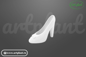 Mini vază ceramică pantof cu toc albă 13.5 cm