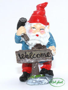 Pitic cu semn "Welcome" rosu-maro