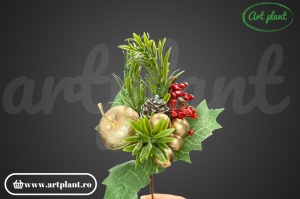 Ramură decorativă, 22 cm, cu măr auriu - Img 4