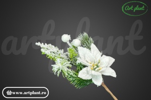 Ramură decorativă Crăciuniță, 19 cm – Snowed White