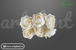 Cap camelie sola 8 cm cu petale simetrice în spirală, floare decorativă elegantă din lemn de sola