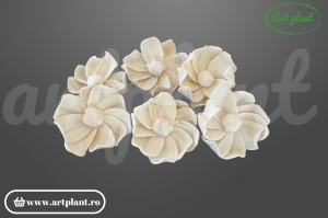 Cap Pluto sola 8 cm model compact cu petale dense, floare decorativă elegantă din lemn de sola