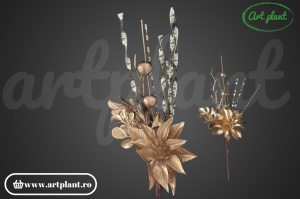Ramură decorativă Crăciuniță, 30 cm – aurie - Img 4