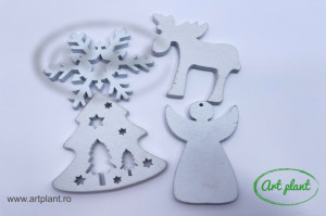 Set de figurine de lemn albe 9 cm