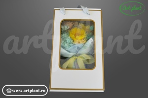 Buchet decorativ cu floarea-soarelui criogenată și flori naturale