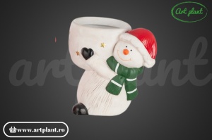 Ghiveci ceramic „Om de zăpadă”