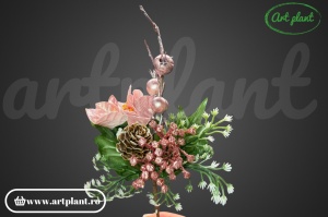 Ramură decorativă, 24 cm - roz - Img 3