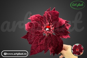 Ramură decorativă Crăciuniță, 23 cm – burgundy