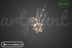 Ramură decorativă Crăciuniță, 30 cm – champagne - Img 3