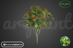 Ramură natural-touch de Ilex cu frunze verzi, 35 cm - Img 2