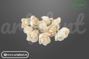 Cap camelie sola 6 cm cu petale simetrice în spirală, floare decorativă elegantă din lemn de sola