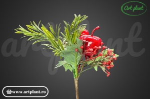 Ramură decorativă, 22 cm, cu măr roșu - Img 2