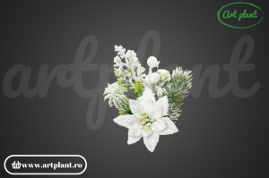 Ramură decorativă Crăciuniță, 19 cm – Snowed White - Img 3