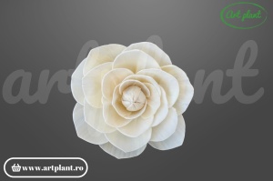 Cap camelie sola 10 cm cu petale simetrice în spirală, floare decorativă elegantă din lemn de sola