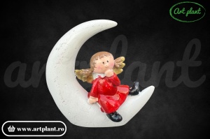 Figurină de răsină înger pe lună