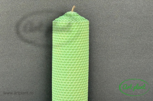 Lumânare din ceară naturală H30/D5.5 Verde Deschis - Img 2